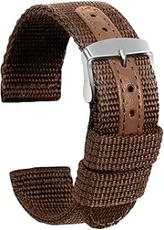 [ULLCHRO] Nylon Watch Strap Replacement Canvas Watch Band Military Army Men Women - 18mm, 20mm, 22mm, 24mm Watch Bracelet with Stainless Steel Silver Buckle