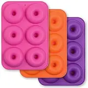 Cozihom 6-Cavity Silicone Doughnut Baking Mould, Non-Stick Doughnut Mould, Food Grade, BPA Free, Dishwasher, Oven, Microwave, Freezer Safe, 3 Pcs