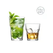 LAV Aras Highball Cocktail Tumbler Glasses + Whisky Tumblers - Set of 12