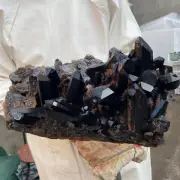 15.8lb Large Natural Black Smoky Quartz Crystal Cluster Raw Mineral Specimen
