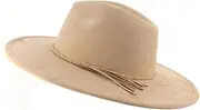 [REHJJDFD] Women's Suede Top Hat 9.5Cm Wide Brim Fedora Hat Men Women Classic Felt Jazz Hats