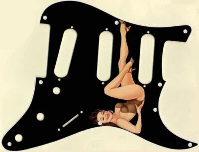 Pickguard Stratocaster Graphical Custom fit Fender 8 HOLE Pin Up Kick Hick BK