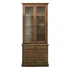 Hampton Halifax Natural Oak 2 Glass Door Hutch Display Buffet Cabinet Bookcase