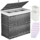 Greenstell Laundry Hamper with Lid, 125L Large Clothes Hamper with 3 Section ...