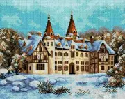 "Winter Landscape with the castle" Printed Canvas for Cross Stitch Tapestry 2299