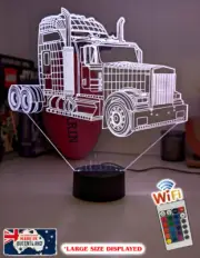 KENWORTH TRUCK PERSONALISED 3D LED Night Light 7 Colour Changing Mancave Lamp