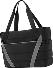 Ｓｉｍｈｏａ Quilted Tote Bag with Yoga Mat Strap Wet and Dry Storage Pockets Gym Tote