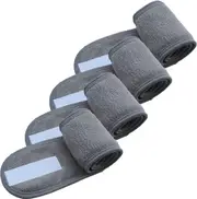 4 Pcs Spa Headband Adjustable Stretch Towel with Magic Tape for Bath, Makeup and Sport (Grey)