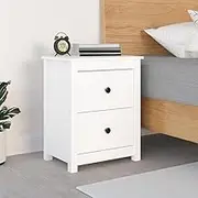Bedroom Table Bedside Cabinet White 50x35x61.5 cm Solid Wood Pine