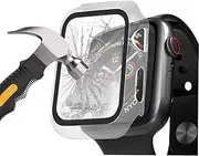 [2-Pack] Henstar Compatible with Apple Watch Series 3/2/1 38mm Case,Ultra Thin HD Tempered Glass Screen Protector Full Coverage Protective Cover for iwatch (Clear, Series 7 45mm)