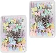 LALAFINA 2 Boxes of Adorable Butterfly Head Pins Straight Sewing Pins for Fabric Art Dressmaking