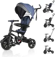 QPlay RITO 5 in 1 Folding Kids Tricycle Toddler Stroller Trike Bike Ride On Toy