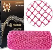 SPMKTBOZAI African Net Sponge Authentic, African Exfoliating Sponge Real African Net Black Owned, African Bath Sponge Back Scrubber, Body Exfoliator Shower Bath Accessories (Pink)