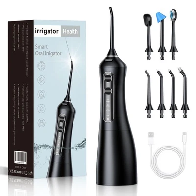 Cordless Water Flosser Dental Oral Irrigator Water Floss Pick Teeth Cleaner Tips