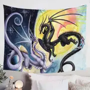 Dragons War Fantasy Art Sun vs Moon Tapestry