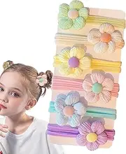 Hair Bobbles for Children, Hair Bobbles for Toddlers and Girls, 6 x Scrunchies Soft Flower, Hair Accessories for Little Girls, Hair Bobbles for Babies, Ponytail Holder for Thick or Thin Hairstyles