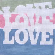 Love X3 Valentine Hand Painted Needlepoint Canvas