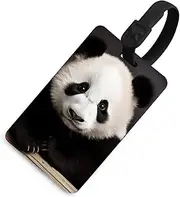 [TKJMCSW] Cute Black and White Panda Luggage Tags for Suitcases Travel Tags for Luggage Travel Bag Tags Luggage Identifiers Tags Baggage Name Tag Backpack Labels Carry Ons Tags for Men Women