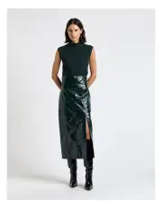 [Cue] Merino Roll Neck Tank in Forest