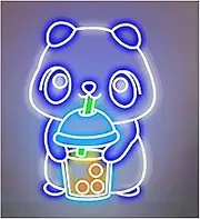 Sign Lamp Cute Bear Drink Bubble Tea Neon Signs for Coffee Shop Decoration Wall Decor 60cm(C)