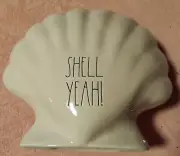 **New** RAE DUNN PINK CERAMIC CLAM SEASHELL "SHELL YEAH" 9"×8"