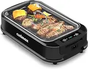 Smokeless Indoor Grill, CUSIMAX Electric Grill with LED Display & Tempered Glass Lid, 1500W BBQ Grill with Non-stick Removable Grill Plate, Adjustable Temperature Control, Drip Tray, Dishwasher Safe