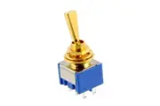 NEW - On-On-On DPDT Mini Switch, Flat Bat - GOLD