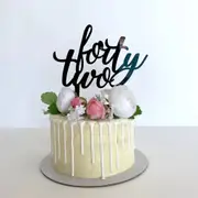 Acrylic Black 'forty two' Birthday Cake Topper