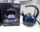 NEW Circulon Enamel on Steel Whistling Teakettle/Teapot Flip-Up Spout 2Qt Navy