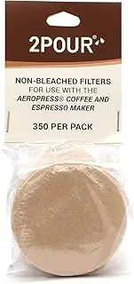 350x (1 Pack) Paper Filters Compatible with The Aeropress® Coffee Maker/Aeropress® Go - Vegan Non Bleached Natural - 2POUR®.…