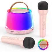 Mini Karaoke Machine for Kids Portable Bluetooth Speaker with 2 Wireless Micr...