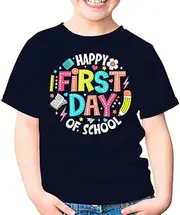 [SDVN] Happy First Day of School Back to School Student Unisex Kids Shirt Gift Boy Girl Youth T-Shirt (Navy;S)