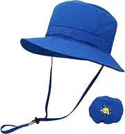 [NLAND] Children's Sun Hat Wide Summer Adjustable Toddler Beach Hat UV Protection for Baby Bucket Hat 2-6 Years, Blue, Einheitsgröße