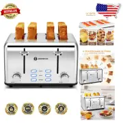 Premium 4 Slice Stainless Steel Toaster - Dual Controls and 6 Shade Settings