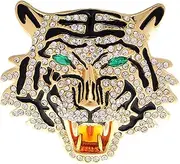 [CSIYANJRY99] Tiger Head Brooch Pins for Men Rhinestone Gold Silver Animal Lapel Pin,Charm Tiger Coat Collar Brooch for Boys Suit Pin
