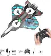 Remote Control Plane 2.4GHz, RC Foam Airplane Helicopter with LED Lights, Gravity Sensing, Stunt Rolls, 2 Flying Modes, Rechargeable Light Up RC Drone for Kids and Adults (Blue Single Battery)