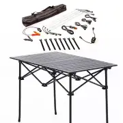 Adventure Kings Aluminium Roll Up Camping Table Lightweight+4 Bar Camp Light Kit