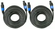 2 MK Audio MKSSM100 Speakon Male to Speakon Male 6 Ft. True 12 Gauge Wire PA DJ