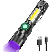 7 Modes Waterproof Rechargeable Uv Light Flashlight Torch For Camping Flashlights