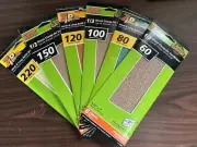 6pks Gator 1/3 Sheet Clamp-On & Hook/Loop Sandpaper 60-80-100-120-150-220 Grit