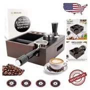 Effortless Cleanup Espresso Organizer Knock Box with High-Density Walnut Design