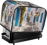 Greece Street Toaster Cover 2 Slice Bread Machine Covers Waterproof Universal Size Kitchen Small Appliance Cover with Hang Loop, Dust and Fingerprint Protection