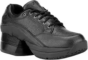 [Z-CoiL] Pain Relief Footwear Men's Legend Slip Resistant Enclosed Coil Black Leather Tennis Shoe