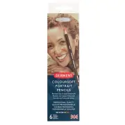 Derwent Coloursoft Portrait Skin Tone Colour Pencils Tin Case 6