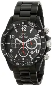 Men's Black Stainless Steel Bracelet Watch w/ Chrono Stop-Watch by Gino Franco