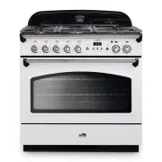 Falcon 90cm Dual Fuel Range Cooker - White & Chrome