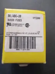 100 NEW Bussmann Buss ABC-20 Fuses 20 Amp 250V BK/ABC-20 in box NOS