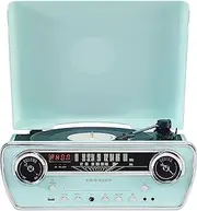 Crosley CR6047A-AB Powel 7-in-1 Bluetooth in/Out Vinyl Record Player with AM/FM Radio, CD Player, and Aux-in, Aqua Blue