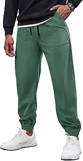 [COOFANDY] Men's Corduroy Pants Casual Drawstring Trousers Elastic Waist Fashion Tapered Streetwear Joggers with Pockets