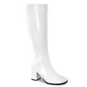 Gogo Boots Wide Calf Ladies Shiny Patent Man Made Retro Costume Boots